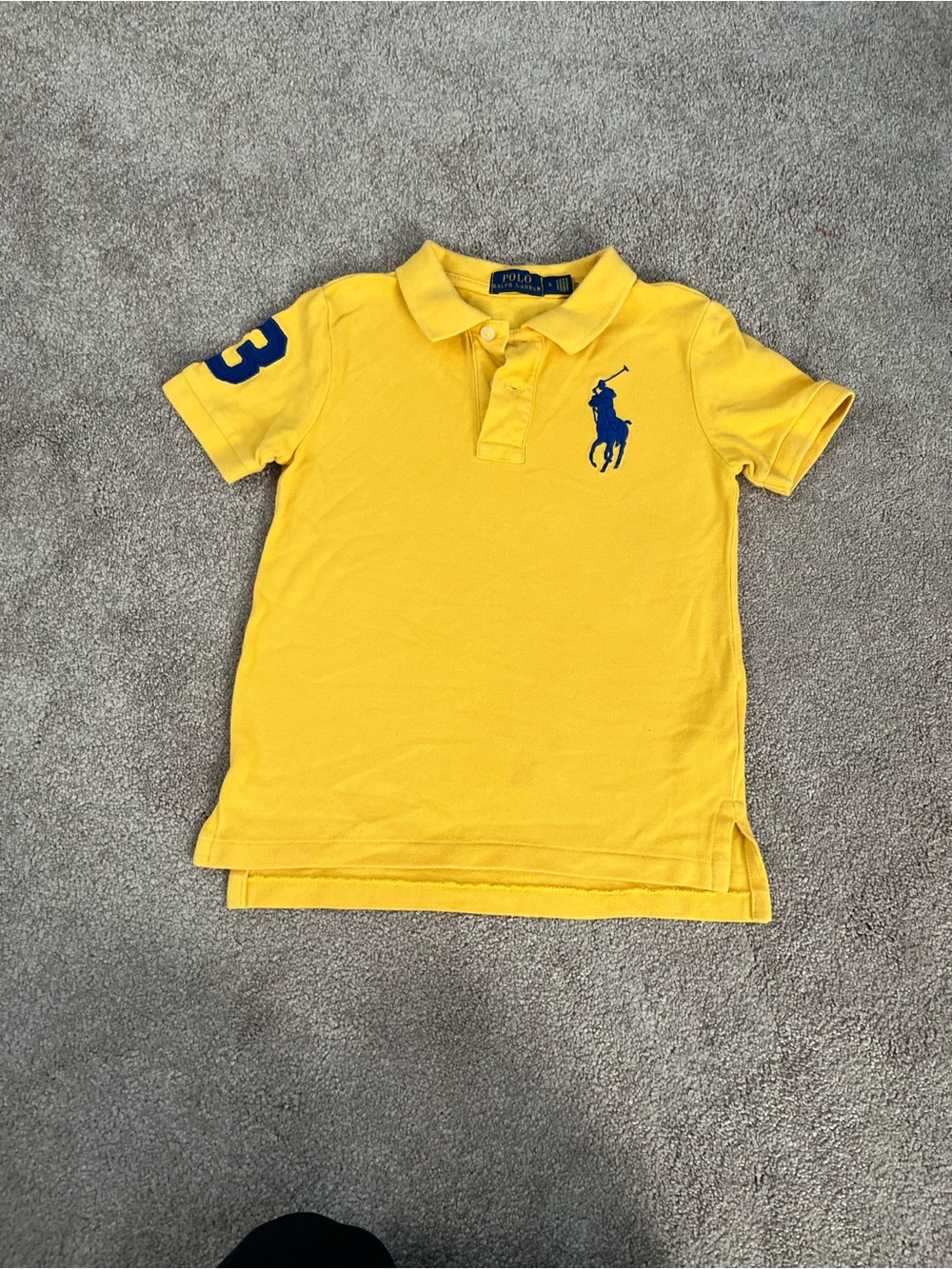 Polo by Ralph Lauren Yellow Polo with Blue Pony & Sleeve Number